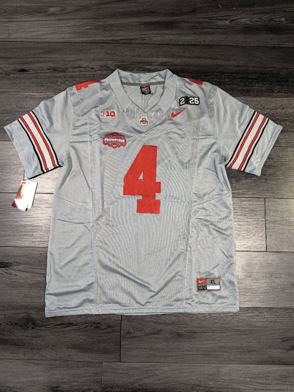 Jeremiah Smith #4 Ohio State Buckeyes GRAY Natty Champs Football Jersey XL